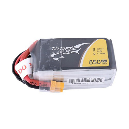 Tattu 14.8V 850mAh 75C 4S1P Li-Po Battery Pack with XT30 Plug