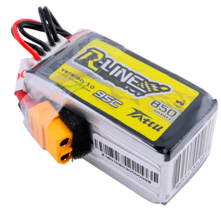 Tattu R-Line 850mAh 14.8V 95C 4S1P Lipo Battery Pack with XT60 Plug