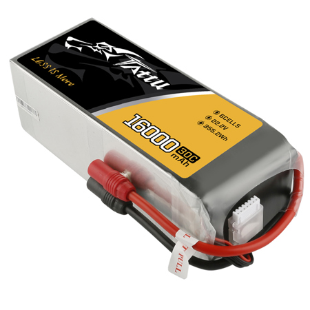 Tattu 16000mAh 30C 22.2V 6S Lipo Battery Pack with AS150+AS150 Plug
