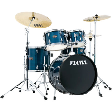 IE50CHLB Imperialstar 5-Piece Drum Kit with Stage Master Hardware and Meinl HCS Cymbals, Hairline Blue