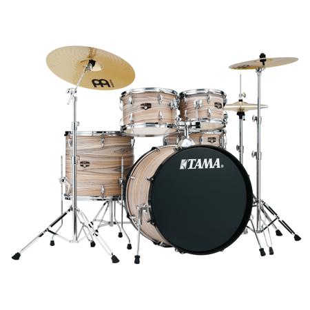 Tama IE52CNZW Imperialstar 5-Piece Complete Drum Kit with 22" Bass Drum, Natural Zebrawood Wrap