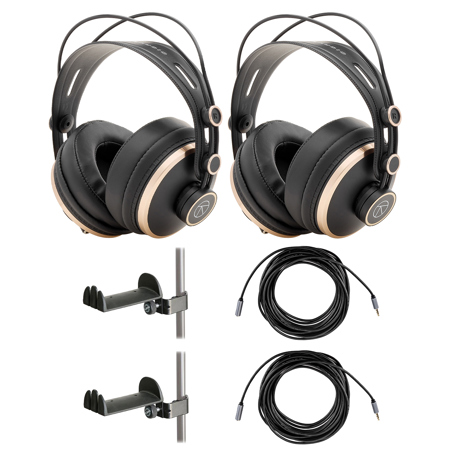 Turnstile Audio Passenger Series TAPH700 Professional Closed-Back Studio Monitoring Headphones, 2-Pack, Bundle with 2x Headphone Holder, 2x Stereo Mini M to F Headset Extension Cable