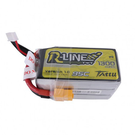 Tattu R-Line 1300mAh 22.2V 95C 6S1P LiPo Battery Pack with XT60 Plug