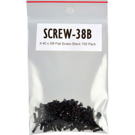 Tecnec SCREW-38B 4-40x3/8" Flat Head Screws, 100-Pack, Black