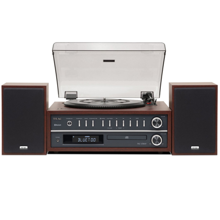 TEAC MC-D800 All-In-One Turntable Speaker System with Bluetooth, Single, Cherry