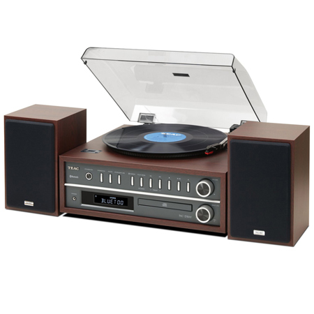 TEAC MC-D800 All-In-One Turntable Speaker System with Bluetooth, Single, Cherry