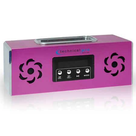 Technical Pro Boombox2 Portable Battery Powered Speaker, Pink