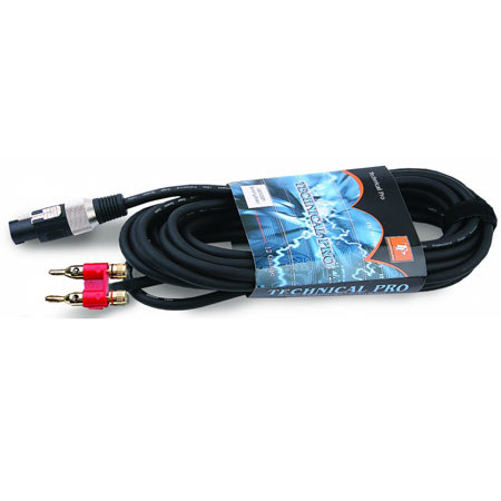 Technical Pro CBS1225 25' Banana Plug to Speakon Speaker Cable, 12 Gauge