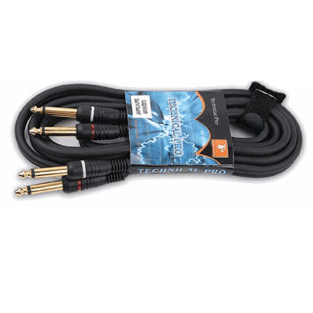 Technical Pro CDQQ186 6' Dual 1/4" to Dual 1/4" Audio Cable, 18 Gauge