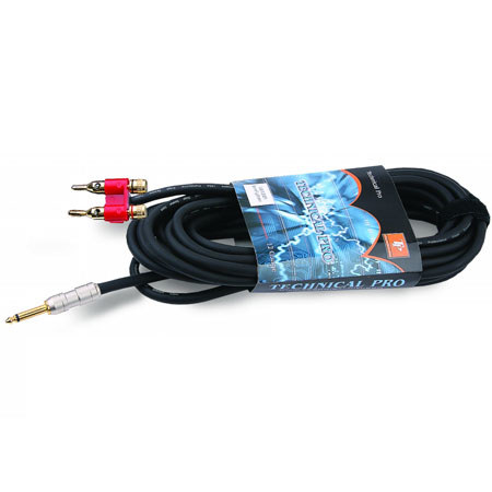 Technical Pro CQB1225 25' 1/4" to Banana Plug Speaker Cable, 12 Gauge