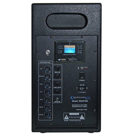 Technical Pro WASP500 8'' Battery Powered PA System, Black