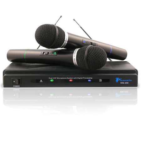 Technical Pro WM200 Professional VHF Dual Signal Microphone System, Black