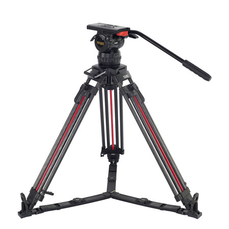 Teris TS120CF-Q 100mm Fluid Head w/3-Section Carbon Fiber Tripod, 33lbs Capacity