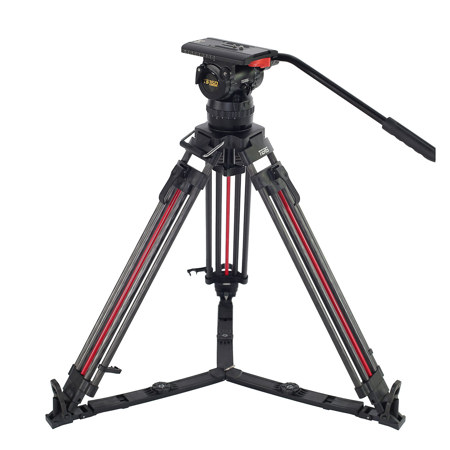 Teris TS150CF-Q 100mm Fluid Head w/3-Section Carbon Fiber Tripod, 44lbs Capacity