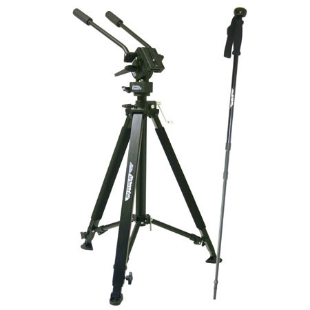 Tiffen ATP 2-section Aluminum Tripod with 3-Way Pan Head & MONOPOD- Black