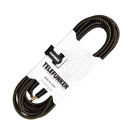 Telefunken 6m (19.6') Instrument Cable, 1/4" Straight Male and Right Angle Male Connector