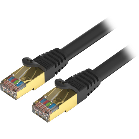 Tera Grand 50' Premium CAT-7 Double Shielded 10 Gigabit 600MHz Ethernet Cable, Black