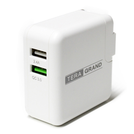 Tera Grand 30W Dual USB Wall Charger, 18W QC3.0 USB-A Port + 12W 5V 2.4A USB-A Port