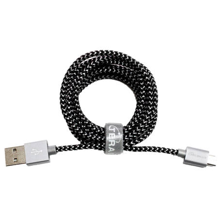 Tera Grand 6' USB 2.0 A to Micro B Braided Cable, Black/White