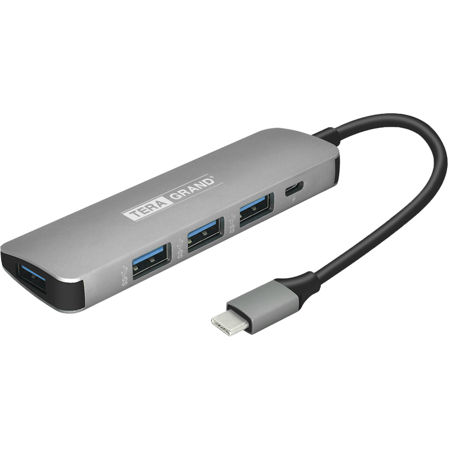 Tera Grand 4-Port USB 3.1 Gen 1 Hub with Power Delivery Port, Gray