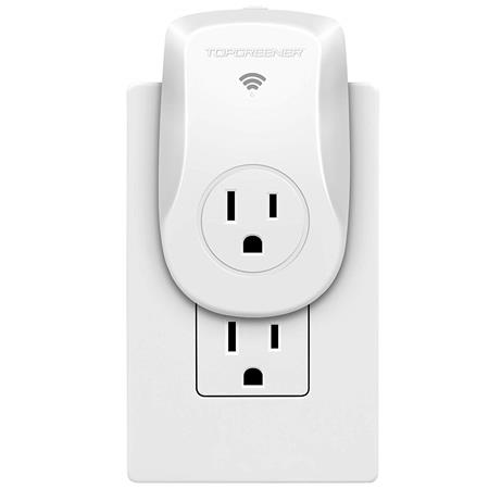 TOPGREENER Heavy-Duty Smart Wi-Fi Plug-In Outlet with Energy Monitoring,  White TGWF115APM