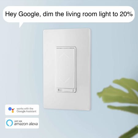 TOPGREENER In-Wall Smart Wi-Fi Dimmer Switch, 15A/120V, White