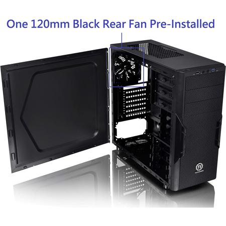 Thermaltake Versa H22 Mid-Tower Chassis, Gaming Design, Black
