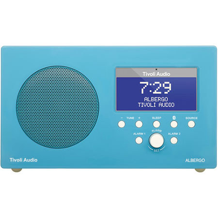 Tivoli Audio Albergo Clock Radio with Bluetooth, Gloss Blue/White