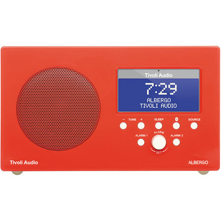 Tivoli Audio Albergo Clock Radio with Bluetooth, Gloss Red/White