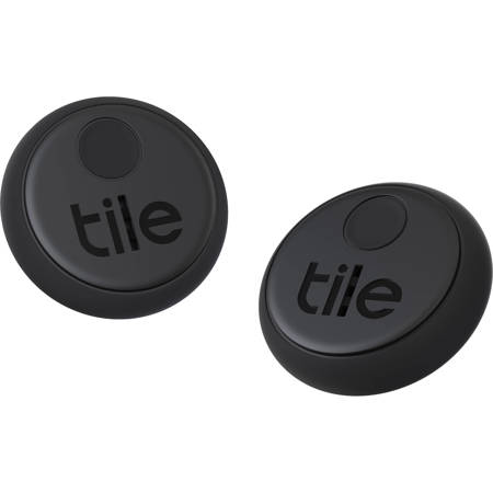 Tile Sticker Small Adhesive Bluetooth Tracker, Black, 2-Pack