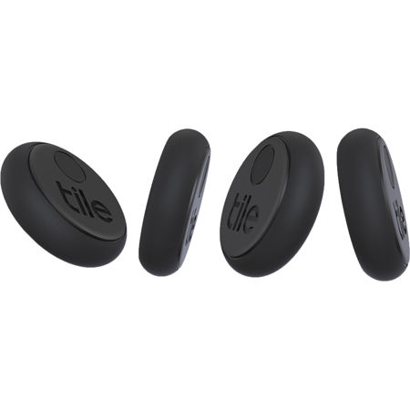 Tile Sticker Small Adhesive Bluetooth Tracker, Black, 4-Pack
