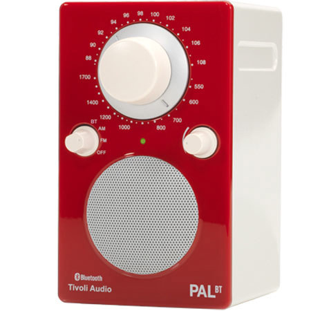 Tivoli Audio PAL BT PALBTGR Bluetooth AM/FM Radio, Glossy Red/White
