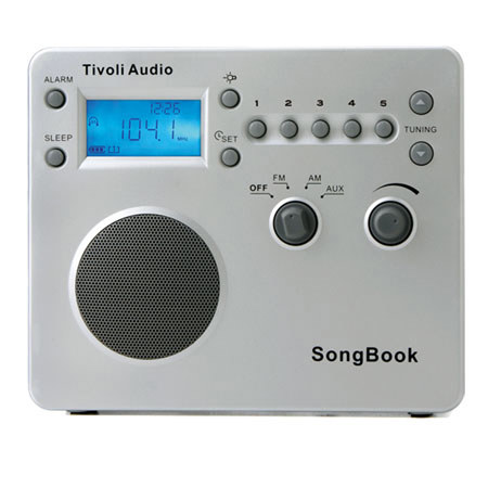 Tivoli Audio SongBook SBSLV AM/FM Alarm Clock Travel Radio, Silver