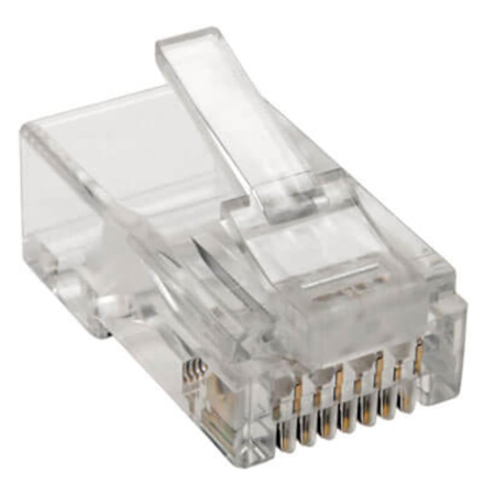 Tripp Lite Unshielded Cat6 RJ45 Modular Connector Plugs with Load Bar, White, 100-Pack, TAA