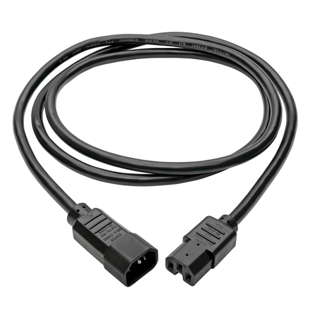 Tripp Lite 6' 14 AWG IEC C14 to C15 Heavy-Duty PDU Power Extension Cord, Black