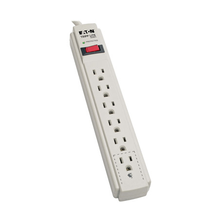 Tripp Lite TLP608 6-Outlet Surge Protector with 8' Cord, Light Gray