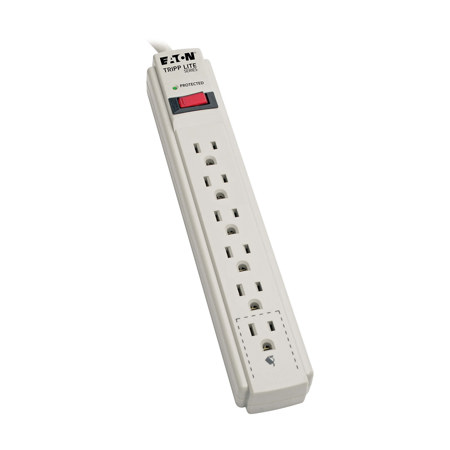 Tripp Lite TLP615 6-Outlet Surge Protector with 15' Cord, Light Gray