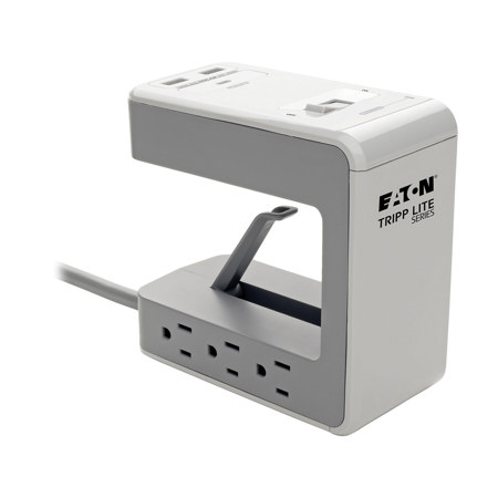 Tripp Lite TLP648USBC 6-Outlet Desk Clamp Surge Protector with 8' Cord,USB Ports