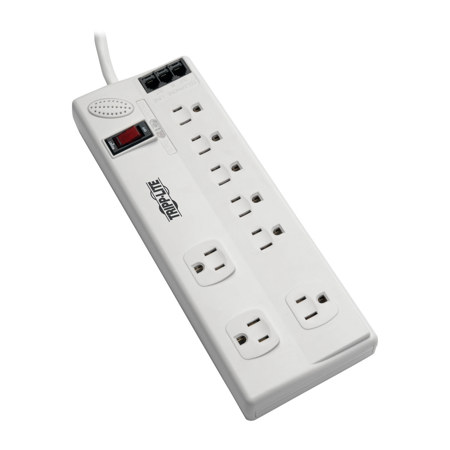 Tripp Lite TLP808TELTAA 8-Outlet Tel/Modem/Fax Surge Protector, 8' Cord,TAA,Gray