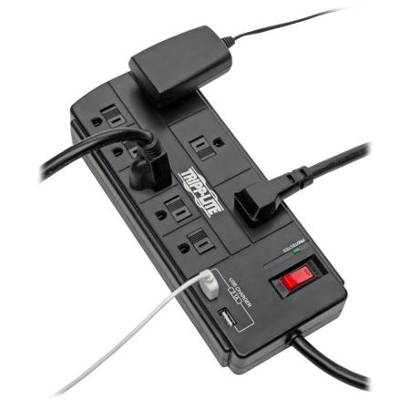 Tripp Lite TLP88USBB 8-Outlet Surge Protector with 2x USB Ports, 8' Cord, Black