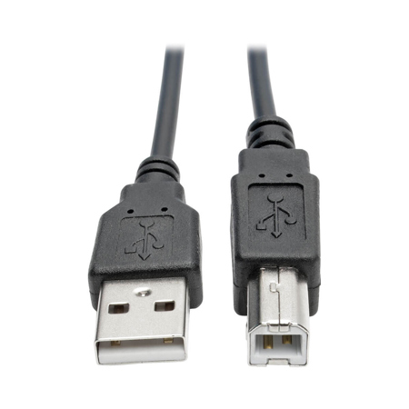 Tripp Lite 10' High-Speed USB 2.0 Type-A to Type-B Coiled Cable, Black