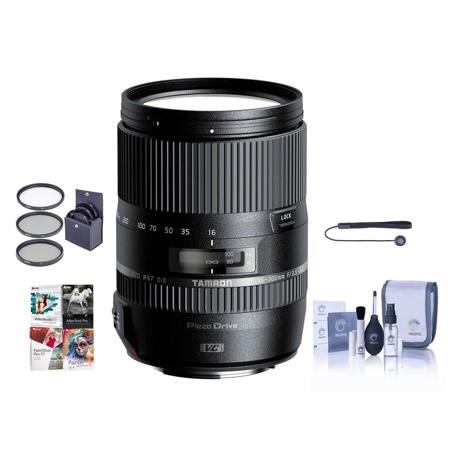 Tamron 16-300mm Di II VC PZD MACRO Zoom Lens, for Nikon AF SLRs  Bundle with 67mm Filter Kit (UV/CPL/ND2), Cleaning Kit, Capleash II,