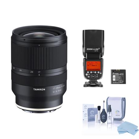 Tamron 17-28mm f/2.8 Di III RXD Lens for Sony E with Zoom Li-Ion R2 Flash  Kit