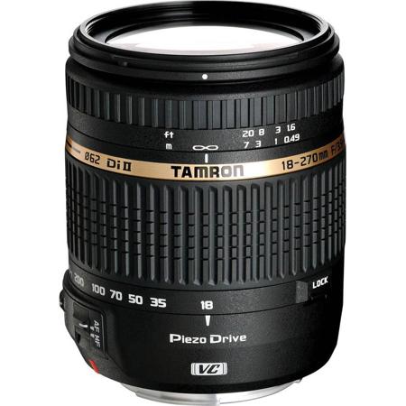 Tamron 18-270mm F/3.5-6.3 DI-II VC PZD Piezo Drive Ultrasonic Motor Aspherical (IF) AF Zoom, for Nikon AF Digital SLRs with APS-C Sensors.