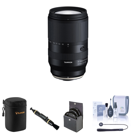 Tamron 18-300mm f/3.5-6.3 Di III-A VC VXD Lens for Fuji X Bundle with 67mm Filter Kit, Lens Case, Lens Cleaner, Cleaning Kit, Universal Lens Cap Tether