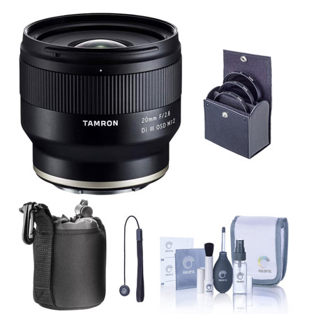 Tamron 20mm f/2.8 DI III OSD Lens for Sony FE, Bundle with ProOptic 67mm Filter Kit, Cleaning Kit, Lens Cap Tether, Lens Pouch