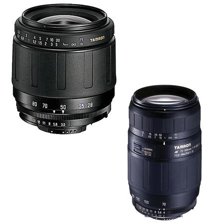 Tamron Twin Zoom Lens Kit for Pentax AF Film Cameras with 28 - 80mm f/3.5-5.6 Aspherical & 70 - 300mm f/4-5.6 LD 1:2 Auto Focus Macro Lens