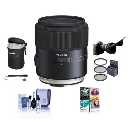 Tamron SP 45mm F/1.8 Di VC USD for Sony Alpha DSLR Cameras w/Free Pc Acc Bundle