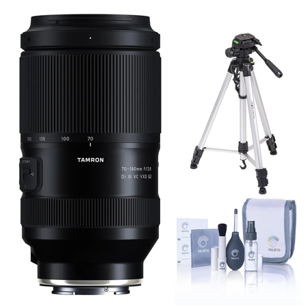 Tamron 70-180mm f/2.8 Di III VC VXD G2 Lens for Sony E, Bundle with 3-Section Aluminum Tripod and Cleaning Kit