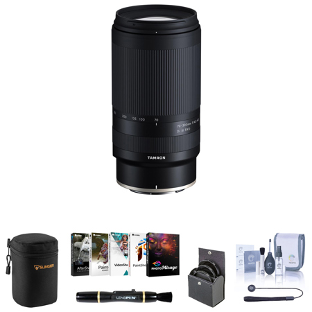 Tamron 70-300mm f/4.5-6.3 Di III RXD Lens for Nikon Z Bundle with Corel PC Software Kit, 67mm Filter Kit, Lens Case, Lens Cleaner, Cleaning Kit, Universal Lens Cap Tether
